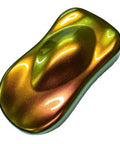 Killer Colorshift Pearl Auto Paint Basecoat Midcoat 128 Oz Gallon Drop In Ready For Full Coverage Custom Wraps And Vehicle Body Panels High Grade Shop Finish on a color-shifting sample.