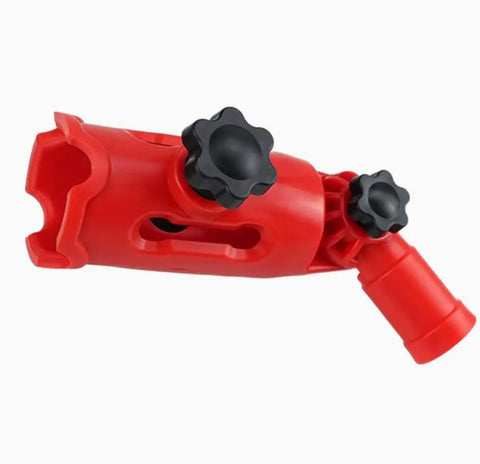Multi Angle Paint Tool Clamp With 180 Degree Rotating Holder, red plastic adapter with knobs for paint rollers and brushes.