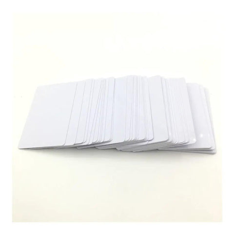 Top Shelf White Blank Inkjet Printable Card Stock Sheets Bulk Pack showing smooth white sheets stacked for ID badges and photo prints.
