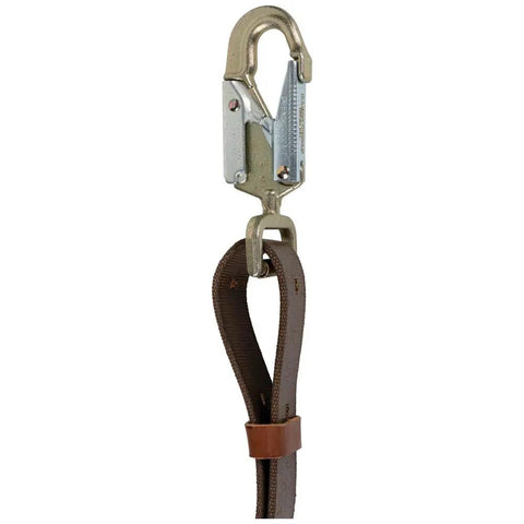 Beefy Heavy Duty Positioning Strap 4 Ft 1 In To 5 Ft 8 In Long With 6-1/2 In Snap Hook And 5000 Lb Load Rating, close-up of strap and hook