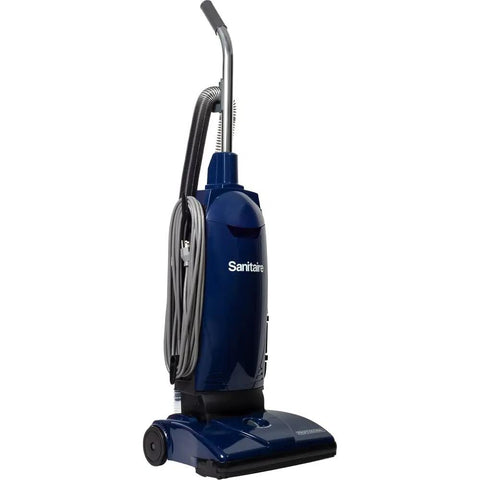 Professional Bagged Upright Vacuum Kicks Serious Dust With Smooth Glide Action Commercial Rated Design, upright vacuum in navy blue.