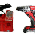 Hardcore Compact Cordless 18 Volt Drill And Driver Kit With One Half Inch Chuck and lithium ion battery charger.