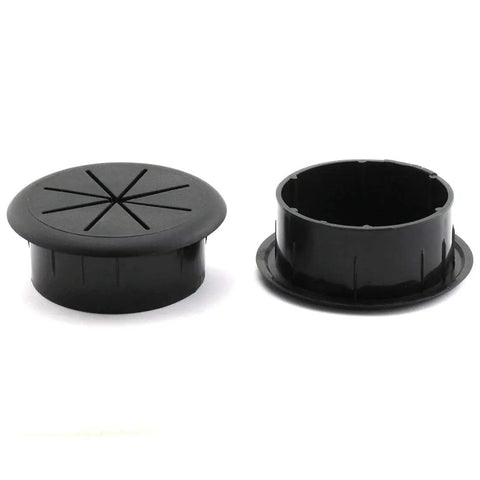 Two Pack 2-Inch Desk Cord Grommets For Cable Management Black 50mm Hole Covers For Office Desks Easily Feed Wires Through Durable ABS Plastic