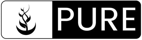 Logo featuring a stylized plant icon and the word 'PURE' representing the concept of purity in products.