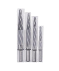 4 Piece Bridge Reamer Drill Tool Set For Metal, M2 High Speed Steel With Straight Shank And Tapered Alignment in clear packaging