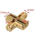 Gold Hidden Cross Hinge Set For Folding Wooden Tables And Cabinets With 180 Degree Invisible Action Rustproof Zinc Alloy
