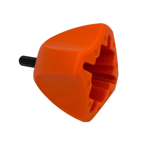Screwdriver 2.0 Drill Attachment For Quick Ground Screw Installation And Removal showing orange adapter with 3/8 inch drive