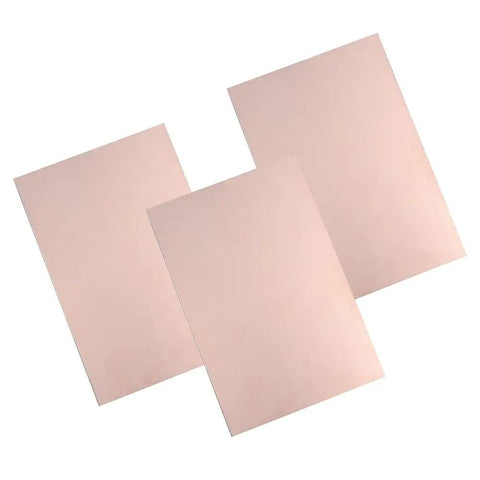 Three Pack 150x100mm Copper Clad Boards Double Sided FR4 PCB Substrates for DIYers, showcasing copper surface.