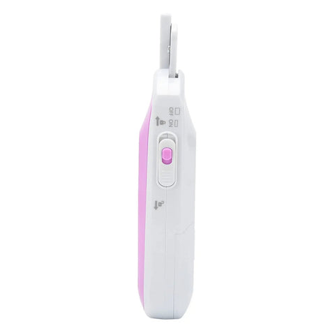 Top Shelf Electric Mini Scissors For Sewing And Crafting Cordless Portable Shears side view showing ergonomic handle and power switch.