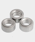 Tough As Nails 5/16-18 Self Clinching Nuts Round Head, zinc plated, used for sheet fabrication with strong grip.