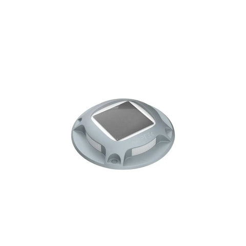 Solar Driveway Lights 16 Pack With Dual Color Modes Blue Light Or Cool White For Pathway Walkway Garden Deck Dock Marine Waterproof Security Marker LED Lights featuring gray round solar panel.