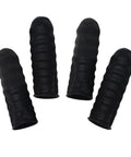 Boss Level Black Antistatic Finger Covers Straight Up Sweat Resistant Cotton Workshop Sleeve Guards shown in a set of four.