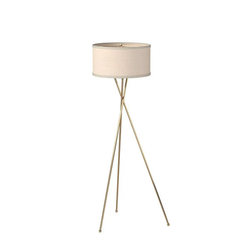 LED Floor Lamp With Gold Tripod Base And Drum Shade, Tall Contemporary Standing Lamp For Living Rooms And Offices, Modern Industrial Style Lit Glow For Bedroom Reading And Home Decor