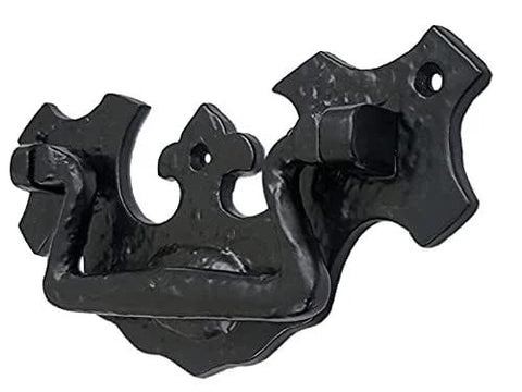 Phicol Antique Cast Iron Cabinet Ring Drop Pulls Pack Of 2 Matte Black For Vintage Wood Barn Doors Gates Closets