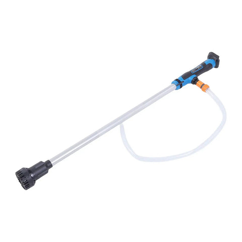 Cordless Stick Transfer Pump Brings Snappy 36 Liters per Minute Power to Crush Basement Floods and Clean Boat Bilge Gunk while Boosting Garden Irrigation and Rainwater Collection Tasks Rugged Design Sweeps away Dirty Jobs with Ease, featuring a long nozzle and flexible hose.