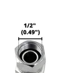 Close-up of 1/2-inch threaded hex hydraulic elbow fitting with internal threads