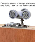 Pocket Door Hanger Ball Bearing 1125 1 Inch Wheel For Sliding Doors, 200 Lb Capacity, installed on wooden track
