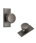 Modern Round Cabinet Knobs With Backplates 2 Pack Zinc Alloy Hardware For Kitchen Cupboard Bathroom Dresser Closet Doors Single Hole Mount.
