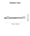 Product size of Heavy Duty Bottom Mounted Drawer Slides One Pair Brushed Silver Concealed Cabinet Tracks, 13.5 in length.