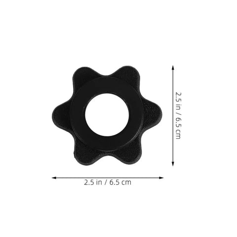 8 Pack Spinlock Barbell Collars For Weightlifting Durable Plastic Nut Locks Easy Clamp Stable Fit Quick Secure Locking shown with dimensions