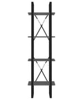 Four Tier Gray Bookcase Made From Engineered Wood Built To Last Heavy Duty Shelving Unit With Four Large Shelves Industrial Style