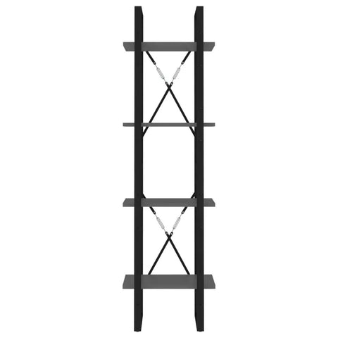 Four Tier Gray Bookcase Made From Engineered Wood Built To Last Heavy Duty Shelving Unit With Four Large Shelves Industrial Style