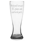 Pilsner Glass Gift For Radio Controlled Aircraft Fans, 19 Oz Heavyweight Glass Pilot Barware with laser-etched text.
