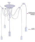 Six Head Spider Pendant Light Fixture With Adjustable Hanging Length, Industrial White E27 Ceiling Light detail
