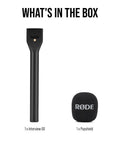 Interview GO Handheld Adaptor For Wireless ME GO And PRO Transmitters with handle and removable windshield in black color