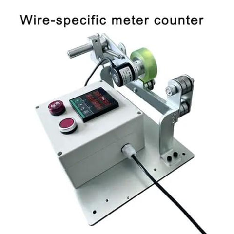 Digital Wire Rope Counter with Length Alarm, Roller Type Electronic Measuring Wheel for Cables and Wires showing precise meter counter setup.