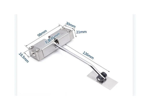 Rugged Stainless Steel Hydraulic Door Closer With Adjustable Speed For Lefty Or Righty Doors Black Universal Fit with dimensions