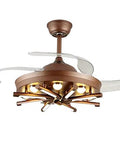 Slick Nordic Retractable Ceiling Fan With Built In Led Glow And No Fuss Remote Control For Chill Bedrooms Or Living Rooms 42 Inch Brown Blade Dead Quiet Smooth Airflow, showing retractable blades and LED lights.