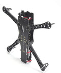 Alien Locusts 500mm Multicopter Frame V2 With PCB X500 For GoPro, black with red arm accents, 4-arm 450mm setup side view.