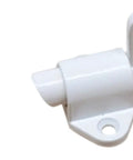 Heavy Duty Aluminum Sliding Door Spring Loaded Barrel Bolt Lock Delivers Smooth As Butter Operation For Sturdy Residential And Commercial Entryways Built Tough To Take Daily Abuse While Gliding Easy Every Single Day. White spring loaded bolt with latch mechanism.