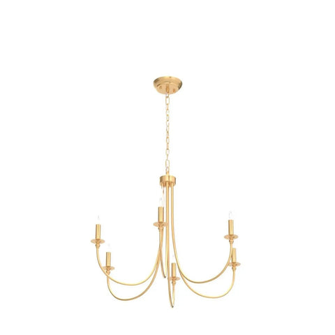 Dope Gold Farmhouse Chandelier With Industrial Style 6 Light Pendant Lighting For Kitchen Dining Living Room Foyer And Hallway Modern Candlestick Ceiling Fixture Easy Prewired Install For DIY Friendly