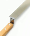 Stainless Steel Serrated Uncapping Knife For Beekeeping With Wood Handle 16 Inch Length Sharp Beekeeping Tool blade and handle close-up