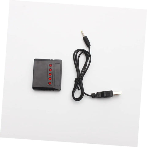 3.7V LiPo Battery Charger For RC Quadcopters 5 In 1 Portable Station with USB cable on white background