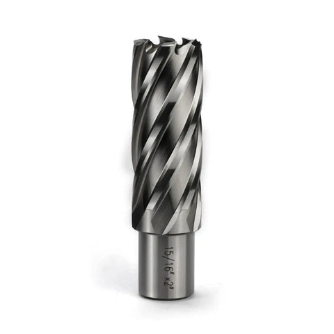 Pro Shop Tested Heavy Duty Annular Cutter With 3/4 Inch Weldon Shank And 15/16 Inch Cut Diameter made of high speed steel for precision holes.
