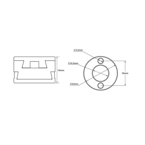 Rock Solid T8 Z Axis Lead Screw Oldham Coupling For Smooth 3D Printer Hot Bed Stabilizer Upgrade That Fits Multiple Models Without Any Wobbles Or Breaks, dimension drawing