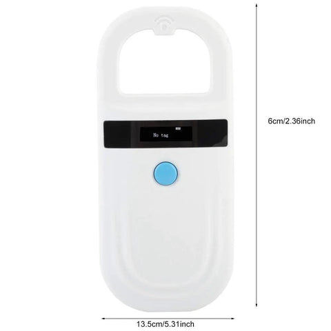 Front view of 134.2KHz RFID Microchip Reader for Animals, Reads FDX-B ISO11784/11785 and EMID Chips, USB Type C Rechargeable