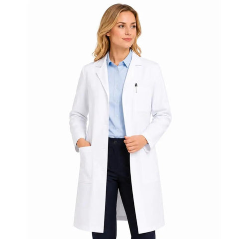 Top Shelf White Medical Lab Coat Featuring Roomy Side Pockets And Tailored Womens Cut Unisex Doctor Uniform For Nurses Dentists And Clinicians Built For The Daily Grind