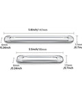 Two clear silicone cabinet bumpers with adhesive backs; long 5.8in and short 3.5in, dimension diagram