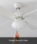 Hand reaching for a ceiling fan pull chain, highlighting Rotary Ceiling Fan Wall Switch With No Pull Chain, 4 Speed Control.