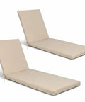All Weather Waterproof Chaise Lounge Cushions Set Of 2, 75 Inch Long, 24 Inch Wide, 2.5 Inch Thick, Poolside Ready Outdoor Cushions, Beige