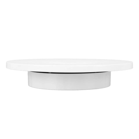 Super Quiet 3 Speed Electric Rotating Turntable For Stunning Product Photos And Live Streaming With 360 Degree Motorized Stand And Battery Power, white display plate.