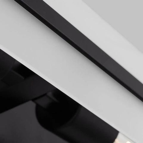 Dex Vanity Light Fixture Three Light Bath Bar In Midnight Black Finish With Satin Etched Glass Shades close-up view