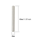 Heavy Duty 50 Pack 304 Stainless Steel Dowel Pins 4mm By 40mm, shown in detailed size and dimensions.