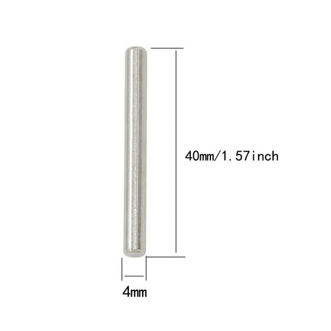Heavy Duty 50 Pack 304 Stainless Steel Dowel Pins 4mm By 40mm, shown in detailed size and dimensions.