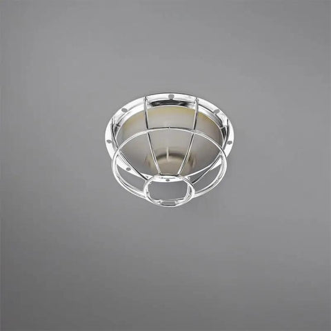 Rock Solid Heavy Duty Fire Sprinkler Head Protection Cage With Anti Theft Wire Mesh And Impact Resistant Shield For Tight Spaces And Garages 5.11 X 2.75 X 1.69 Inches 4 Pack, top view of chrome mesh.