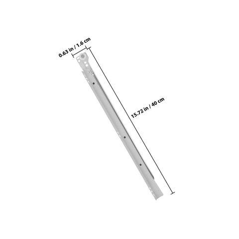 2 Pack 16 Inch Silent Bottom Mount Drawer Glides With Roller Detachable Drawer Slides, side view with measurements.